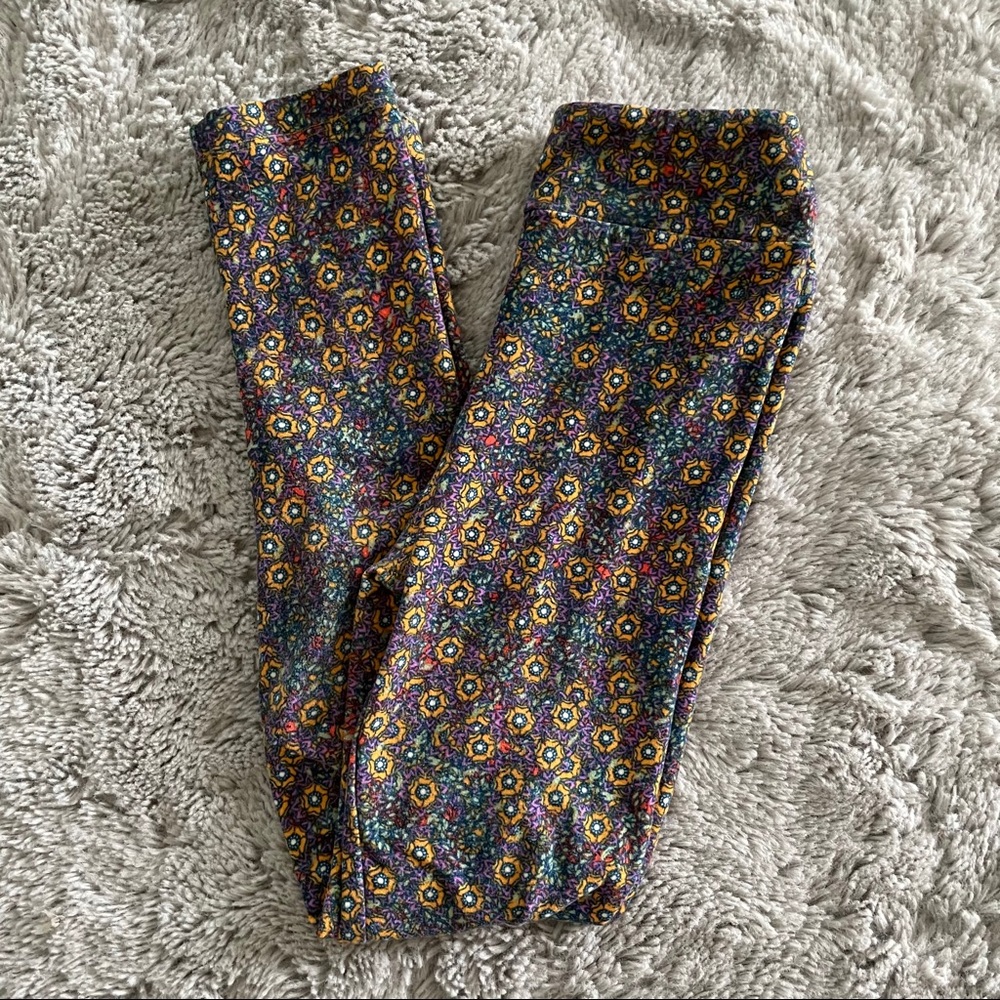 LuLaRoe Floral Leggings Little Girl Kid Small Medium EUC